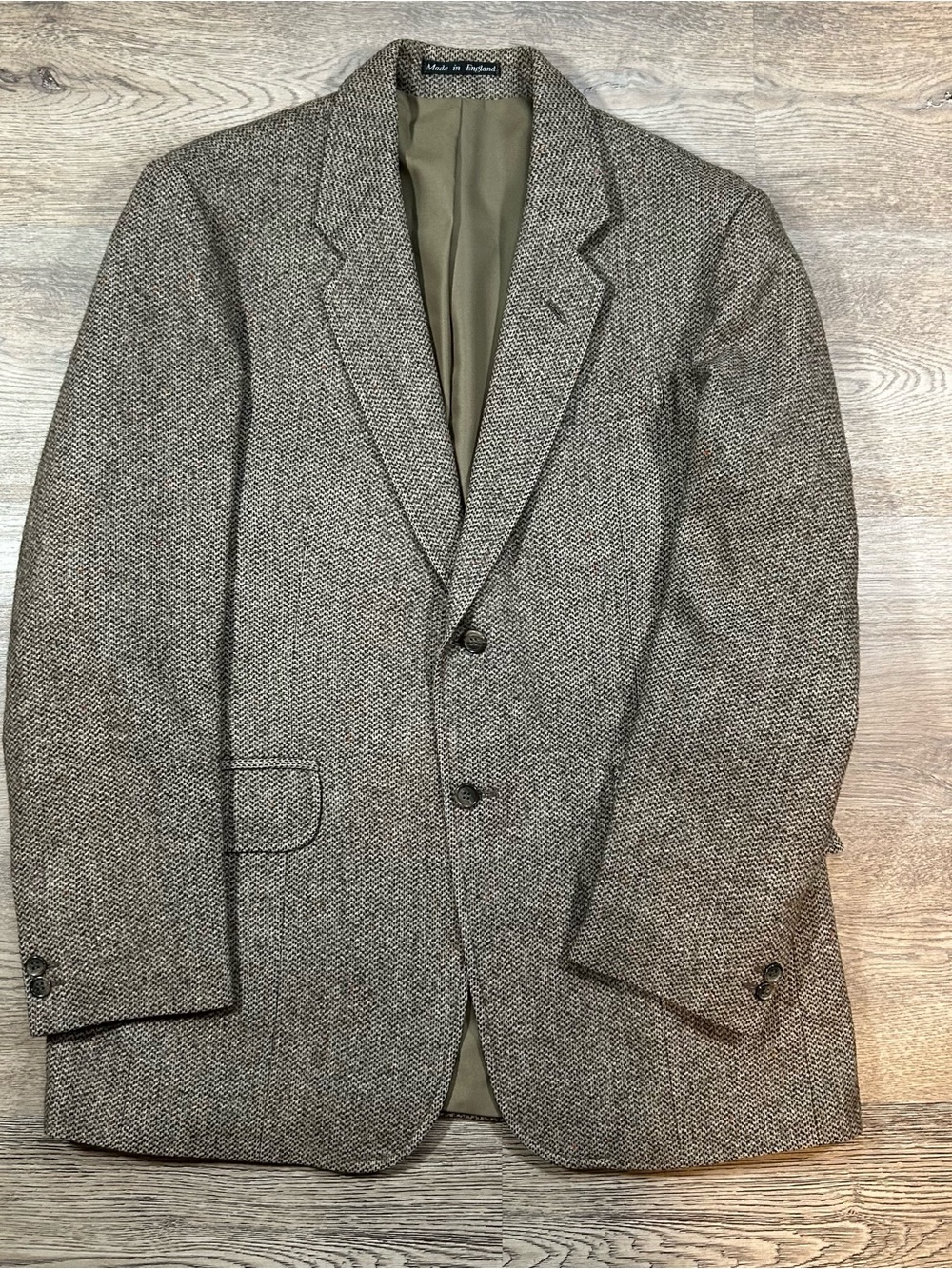 Cotswold Woollen Weavers Mens 40 Brown Wool Plaid Pre-Loved Sports Tweed Jacket